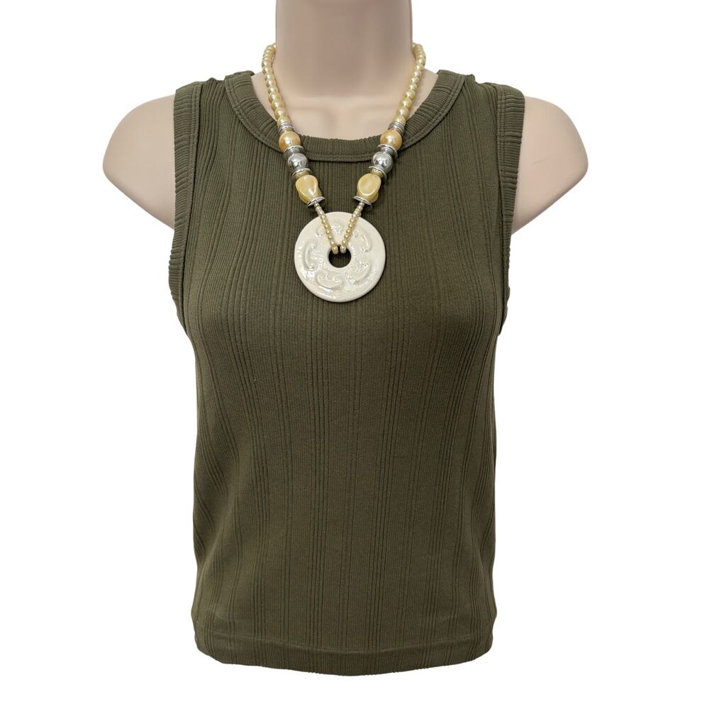 Women's Chunky Faux Pearl Silver Beaded Circle Pendant Statement BOHO‎ Necklace